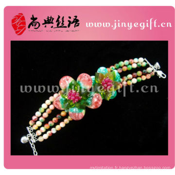Bracelet en pierre naturelle de cristal coloré de fleur de gemsone